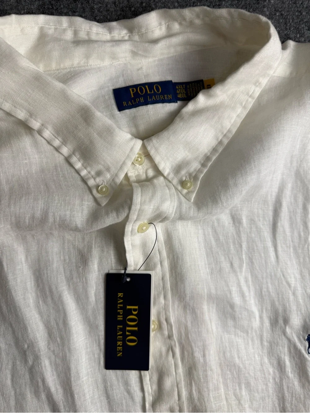Polo by Ralph Lauren Men's 4XLT Off-White Long-Sleeve Button-Down Shirt Nwt